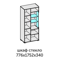 Аллегро-10 Шкаф 2дв. (со стеклом) (дуб крафт золотой-камень темный) в Агрызе - agryz.mebel24.online | фото 2