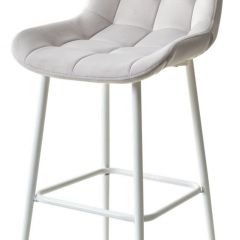 Барный стул ХОФМАН, цвет H-09 Светло-серый, велюр / белый каркас М-City в Агрызе - agryz.mebel24.online | фото