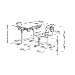 Парта-трансформер + стул PICCOLINO Grey в Агрызе - agryz.mebel24.online | фото 6