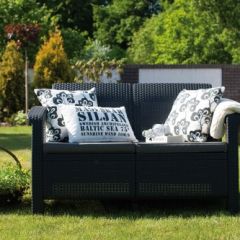 Диван пластиковый Корфу (Corfu love seat) графит в Агрызе - agryz.mebel24.online | фото 5