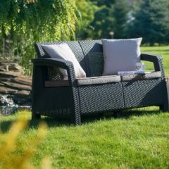 Диван пластиковый Корфу (Corfu love seat) графит в Агрызе - agryz.mebel24.online | фото 2
