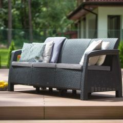 Диван пластиковый Корфу Макс (Corfu love seat max) графит в Агрызе - agryz.mebel24.online | фото 3