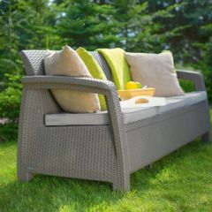 Диван пластиковый Корфу Макс (Corfu love seat max) капучино - песок в Агрызе - agryz.mebel24.online | фото 3