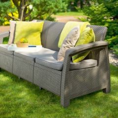 Диван пластиковый Корфу Макс (Corfu love seat max) капучино - песок в Агрызе - agryz.mebel24.online | фото 4