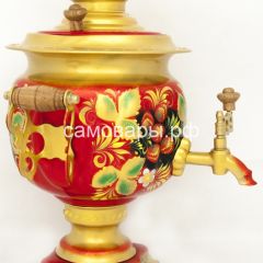 Электрический самовар "Овал ажурный" 3 литра с росписью "Хохлома на красном" в Агрызе - agryz.mebel24.online | фото 3