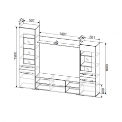 Гостиная МГС 6 Исполнение 1 (Дуб золотой/Белый глянец) в Агрызе - agryz.mebel24.online | фото 3