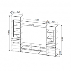 Гостиная МГС 6 Исполнение 1 (Венге/Белый глянец) в Агрызе - agryz.mebel24.online | фото 3