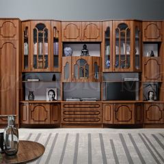 ПРЕЗИДЕНТ Гостиная (МДФ) Кедр глянец/Орех в Агрызе - agryz.mebel24.online | фото
