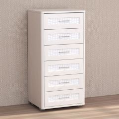 Кэт-4 Комод 6 ящ (МДФ Бодега белая/Экокожа Caiman белый) в Агрызе - agryz.mebel24.online | фото