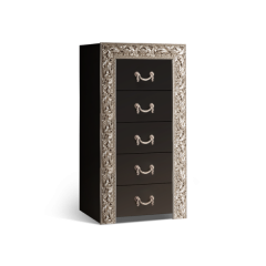 Комод 5 ящиков Узкий Тиффани Premium черная/серебро (ТФКМ-2(П) в Агрызе - agryz.mebel24.online | фото