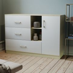 Комод К-3.1 (Дуб сонома/Белый жемчуг) в Агрызе - agryz.mebel24.online | фото 2