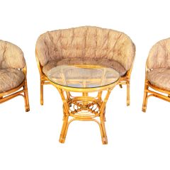 Комплект Багама с диваном, подушки коричневые полные твил (Мёд) стол круглый в Агрызе - agryz.mebel24.online | фото 1