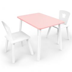 Комплект детской мебели стол и два стула Корона  (Розовый/Белый/Белый) в Агрызе - agryz.mebel24.online | фото