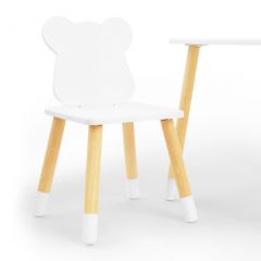 Комплект детской мебели стол и два стула Мишутка (Белый/Белый/Береза) в Агрызе - agryz.mebel24.online | фото