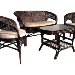 Комплект Пеланги 02/15 с 2-х местным диваном и овальным столом (Темно-коричневый) в Агрызе - agryz.mebel24.online | фото