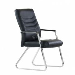 Кресло Barneo K-25 для посетителей и переговорных (хром, черная экокожа) в Агрызе - agryz.mebel24.online | фото