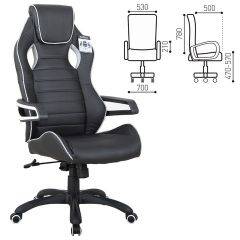 Кресло компьютерное BRABIX Techno Pro GM-003 (экокожа черное/серое, вставки серые) 531814 в Агрызе - agryz.mebel24.online | фото