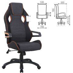 Кресло компьютерное BRABIX Techno Pro GM-003 (ткань черное/серое, вставки оранжевые) 531813 в Агрызе - agryz.mebel24.online | фото 2
