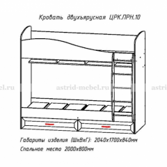 Кровать 2-х ярусная Принцесса (800*2000) ЦРК.ПРН.10 настил ЛДСП в Агрызе - agryz.mebel24.online | фото 2