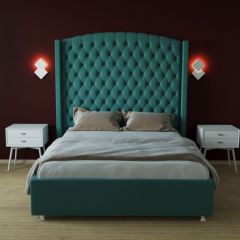 Кровать Берлин ЛЮКС с ПМ 800 (велюр бирюзовый) в Агрызе - agryz.mebel24.online | фото 2