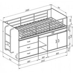 Кровать-чердак "Дюймовочка-6"  Белый/Голубой в Агрызе - agryz.mebel24.online | фото 2