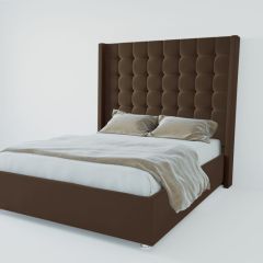 Кровать Венеция ЛЮКС с ПМ 800 (экокожа коричневая) в Агрызе - agryz.mebel24.online | фото