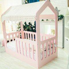 Кровать-домик без ящика 800*1600 (Розовый) в Агрызе - agryz.mebel24.online | фото