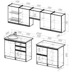 Кухонный гарнитур Ноктюрн мега 2500 мм в Агрызе - agryz.mebel24.online | фото 2