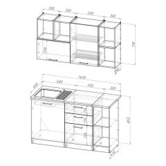 Кухонный гарнитур Ольга медиум 3 1400 мм в Агрызе - agryz.mebel24.online | фото 2