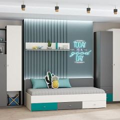 Модульная детская Клео (ЛДСП графит-миндаль-океан) в Агрызе - agryz.mebel24.online | фото 2