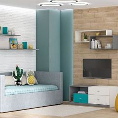 Модульная детская Клео (ЛДСП графит-миндаль-океан) в Агрызе - agryz.mebel24.online | фото 3