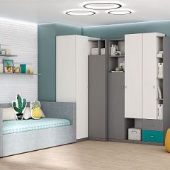 Модульная детская Клео (ЛДСП графит-миндаль-океан) в Агрызе - agryz.mebel24.online | фото 6