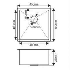 Мойка 4545 MELANA ProfLine 1,2/220 САТИН ЗОЛОТО  врезная квадратная D4545HG в Агрызе - agryz.mebel24.online | фото 4