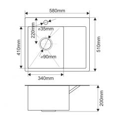 Мойка HD5851L MELANA ProfLine 3,0/200 САТИН врезная прямоугольная с коландером HD5851L в Агрызе - agryz.mebel24.online | фото 2