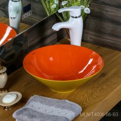 Накладная раковина melana mln-t4006-b6+b3 (желто-красная) в Агрызе - agryz.mebel24.online | фото