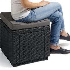 Пуфик Куб с подушкой (Cube with cushion) коричневый - серо-бежевый* в Агрызе - agryz.mebel24.online | фото 2