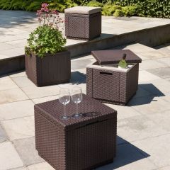 Пуфик Куб с подушкой (Cube with cushion) коричневый - серо-бежевый* в Агрызе - agryz.mebel24.online | фото 3