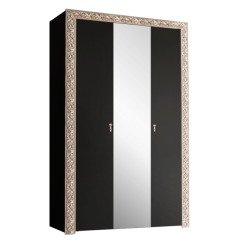 Шкаф 3-х дв.Тиффани Premium черная/золото (ТФШ1/3(П) в Агрызе - agryz.mebel24.online | фото