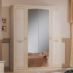 Шкаф 4-х дверный с зеркалами (08.244) Ирина (беж) в Агрызе - agryz.mebel24.online | фото