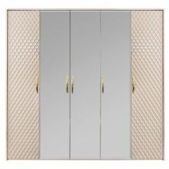 Шкаф 5-ти ств с зеркалами Lara (бежевый глянец) в Агрызе - agryz.mebel24.online | фото 2