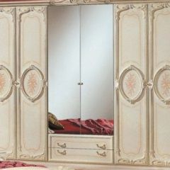 Шкаф 6-и дверный с зеркалами (01.146) Роза (беж) в Агрызе - agryz.mebel24.online | фото