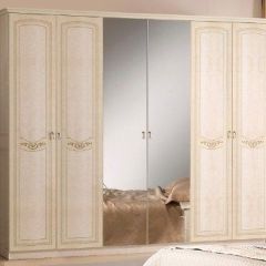 Шкаф 6-ти дверный с зеркалами (08.246) Ирина (беж) в Агрызе - agryz.mebel24.online | фото