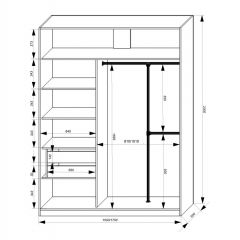 Шкаф-купе 1500 серии NEW CLASSIC K4+K4+B2+PL4 (2 ящика+F обр. штанга) профиль «Капучино» в Агрызе - agryz.mebel24.online | фото 3