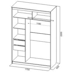 Шкаф-купе №19 Серия 3 Квадро (1700) Ясень Анкор светлый в Агрызе - agryz.mebel24.online | фото 4