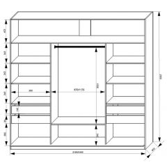 Шкаф-купе 2100 серии SOFT D2+D7+D3+B22+PL2 (по 2 ящика лев/прав+1штанга+1полка) профиль «Графит» в Агрызе - agryz.mebel24.online | фото 3