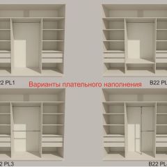 Шкаф-купе 2100 серии SOFT D5+D5+D5+B22+PL4 (по 2 ящика лев/прав+2штанги) профиль «Графит» в Агрызе - agryz.mebel24.online | фото 4