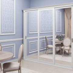 Шкаф-купе 2150 серии NEW CLASSIC K1+K1+K1+B22+PL4 (по 2 ящика лев/прав+F обр.штанга) профиль «Капучино» в Агрызе - agryz.mebel24.online | фото