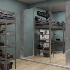 Шкаф-купе 2250 серии SILVER S3+S1+S3Z B22+PL2 (по 2 ящика лев/прав+1штанга+1 полка) профиль «Серебро» в Агрызе - agryz.mebel24.online | фото