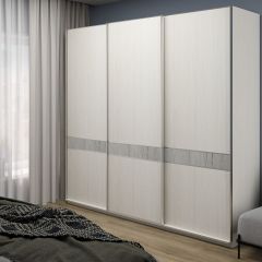 Шкаф-купе 2250 серии SILVER S5+S5+S5 B22+PL4 (по 2 ящика лев/прав+F обр.штанга) профиль «Серебро» в Агрызе - agryz.mebel24.online | фото