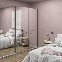 Шкаф-купе 2400 серии SOFT D4+D4+D4+B22+PL1 (по 2 ящика лев/прав+1штанга) профиль «Графит» в Агрызе - agryz.mebel24.online | фото